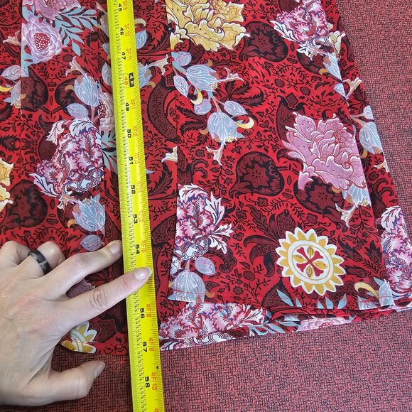 Guess Elysian Wrap Maxi Dress 6 Red Floral Boho Chiffon Layered Slit Lace Inset - Picture 8 of 16